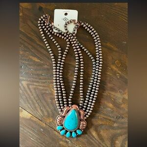 NWT copper and turquoise inspired choker layered necklace